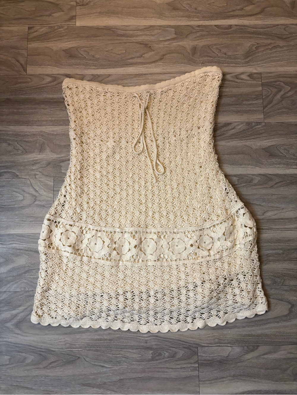 wild fable Cream Crochet Strapless Mini Dress